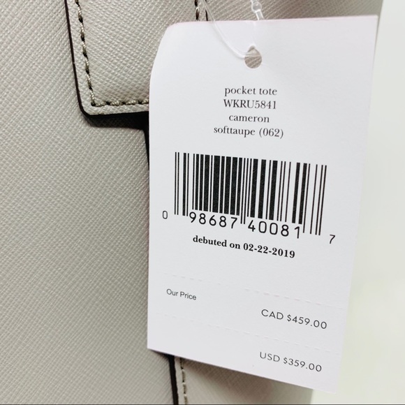 Pocket tote Cameron large bag soft taupe Gray new - Picture 5 of 6